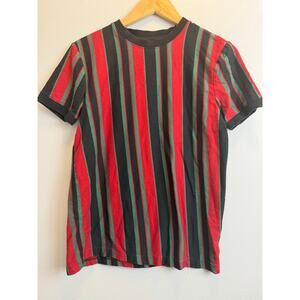 San Francisco Work Shirts Striped Tshirt Size Small Retro Black Green Red